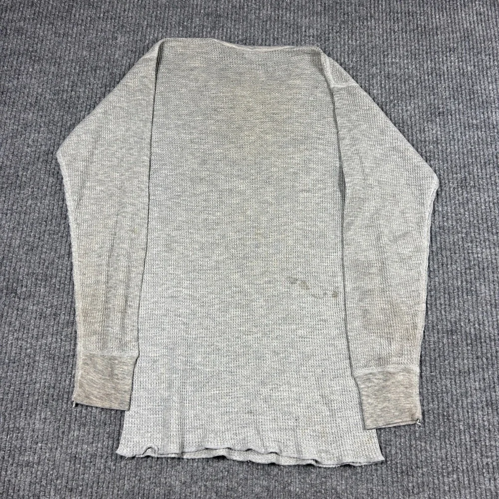 Vintage Shirt Men M Fashion Thermal  Gray Waffle Knit Long Sleeve Undershirt 70s